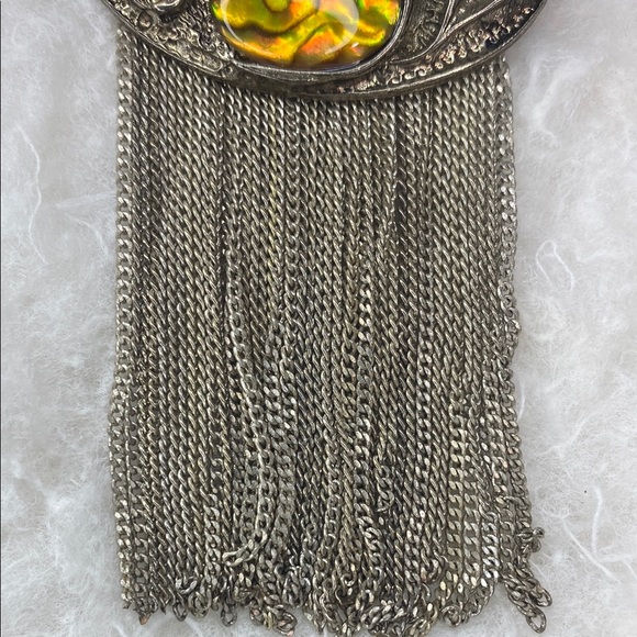 Vintage Silver Brooch with Fringe chain - Picture 3 of 11